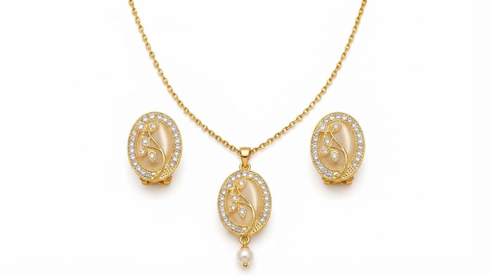 Royal Leaf Pearl Jewelry Set