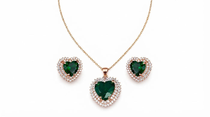 Luxe Green Heart Jewelry Set